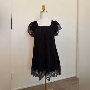 Forever 21 Black Dress with White Embroidery